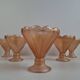 Set of 6 Art Deco Pink Rosaline Glass Dessert Bowls, Czechoslovakia, 1930s