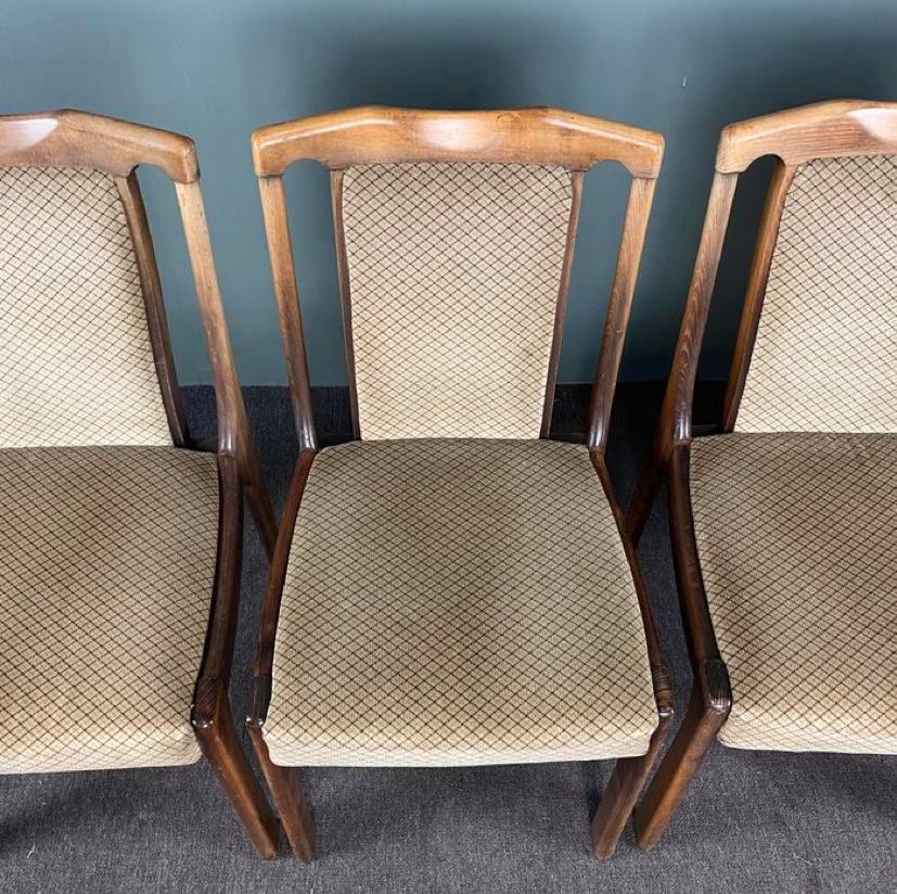 Set of 4 vintage wooden dining chairs 60s