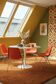 Set of 4 orange chairs designed by Robin Day for Hille.