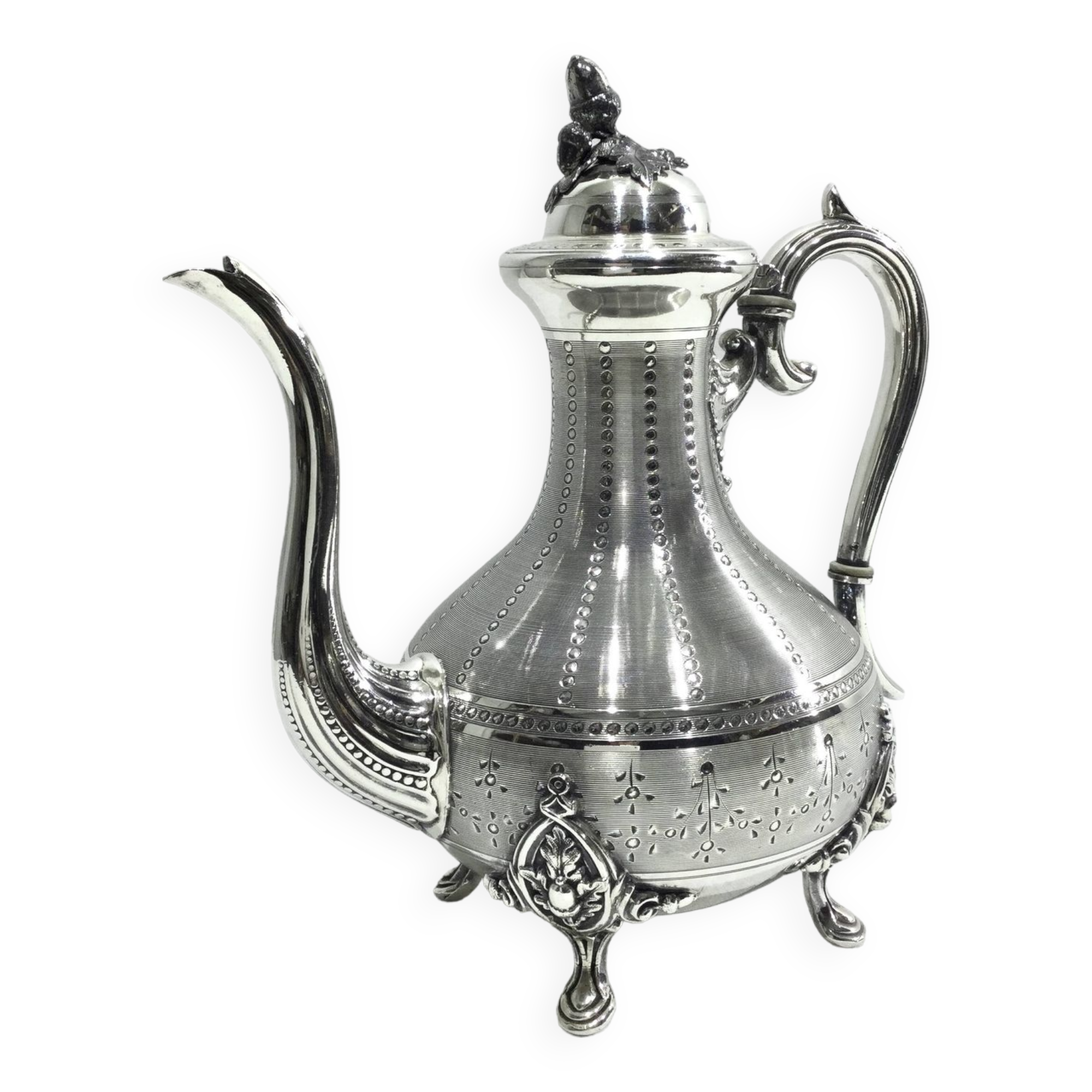 Silver metal teapot