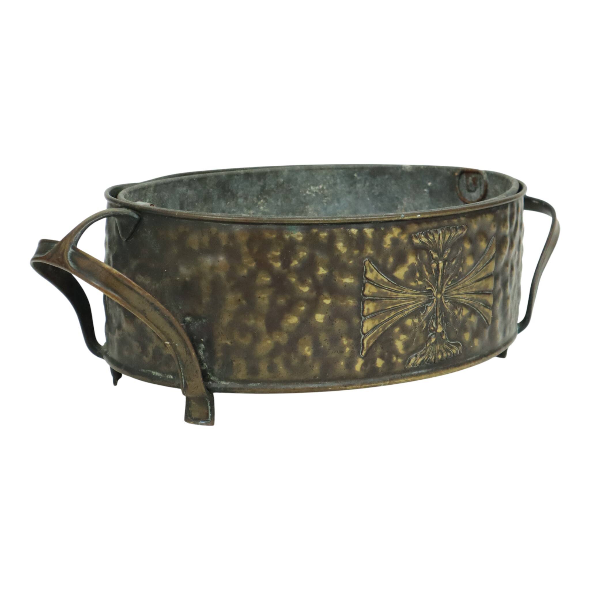 Antique Art Nouveau Brass Jardinière Planter
