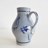 Vintage earthenware Jug with Blue Salt Glaze/Marzi & Remi, 1960's.