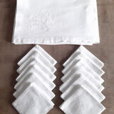 Embroidered tablecloth and 12 towels