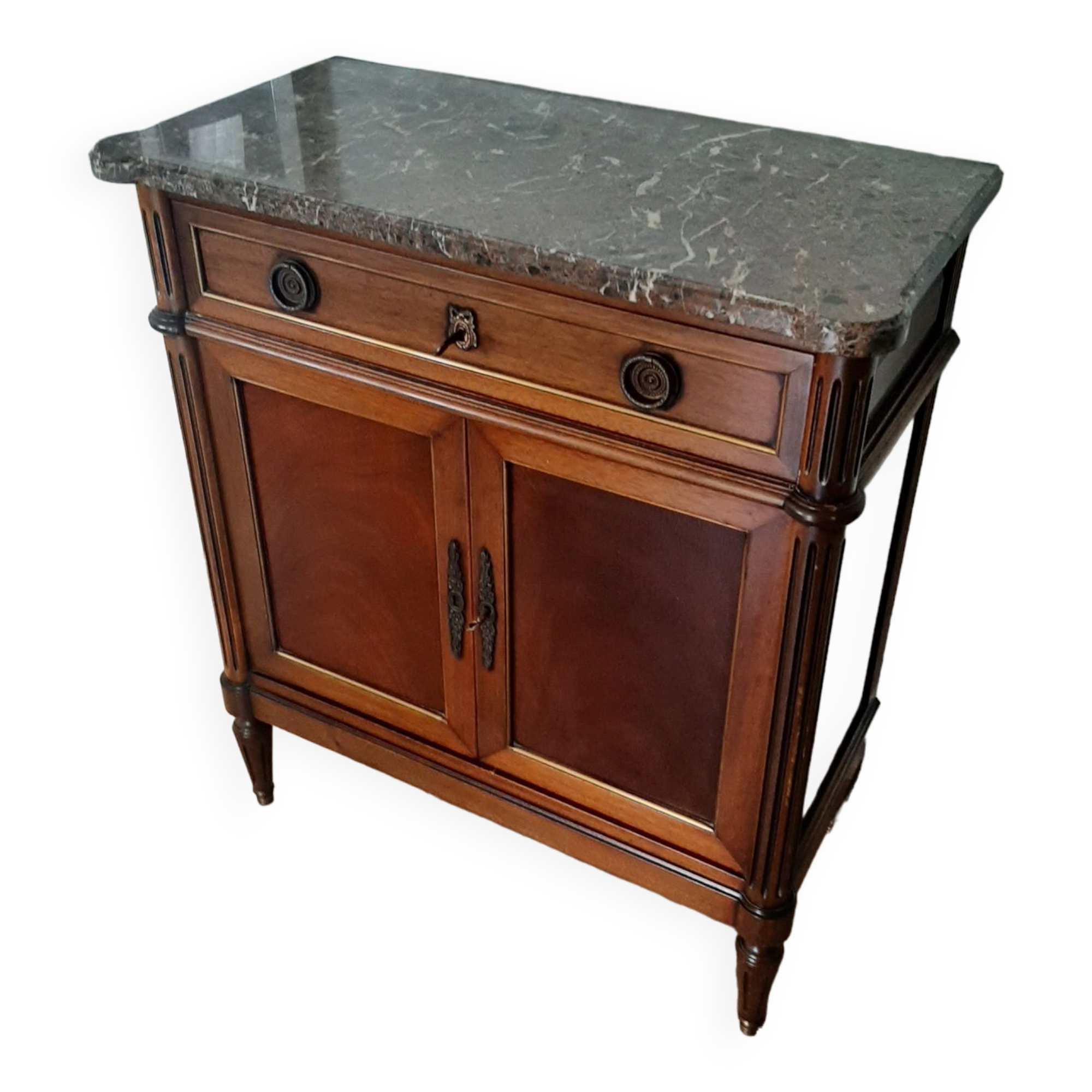 vintage - Small style chest of drawers - Louis XVI marble top with 1 drawer and 2 doors