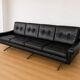 Vintage Danish Svend Skipper 4 person sofa in black leather and chrome