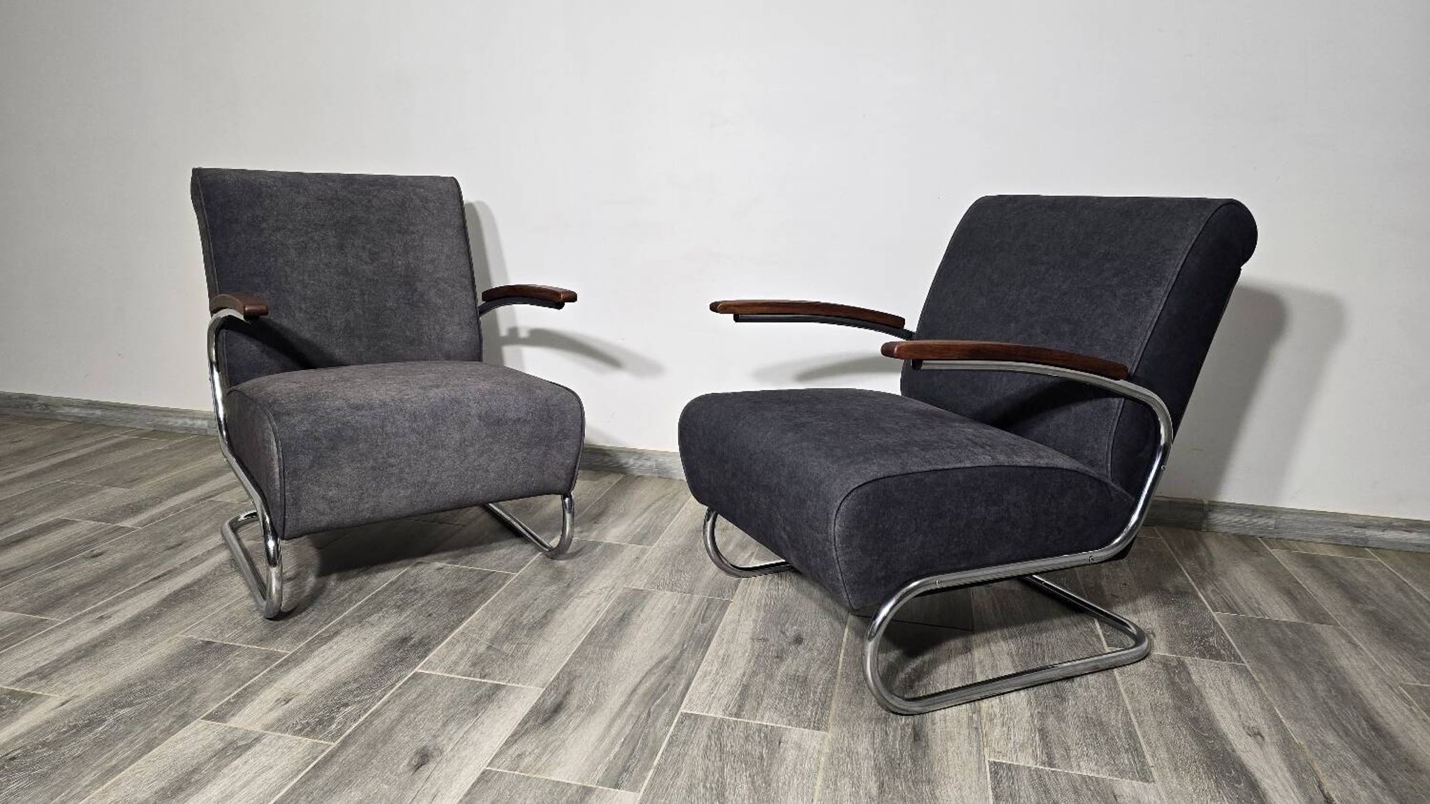 Bauhaus Chrome Armchairs S411 by Willem Hendrik Gispen for Mücke Melder