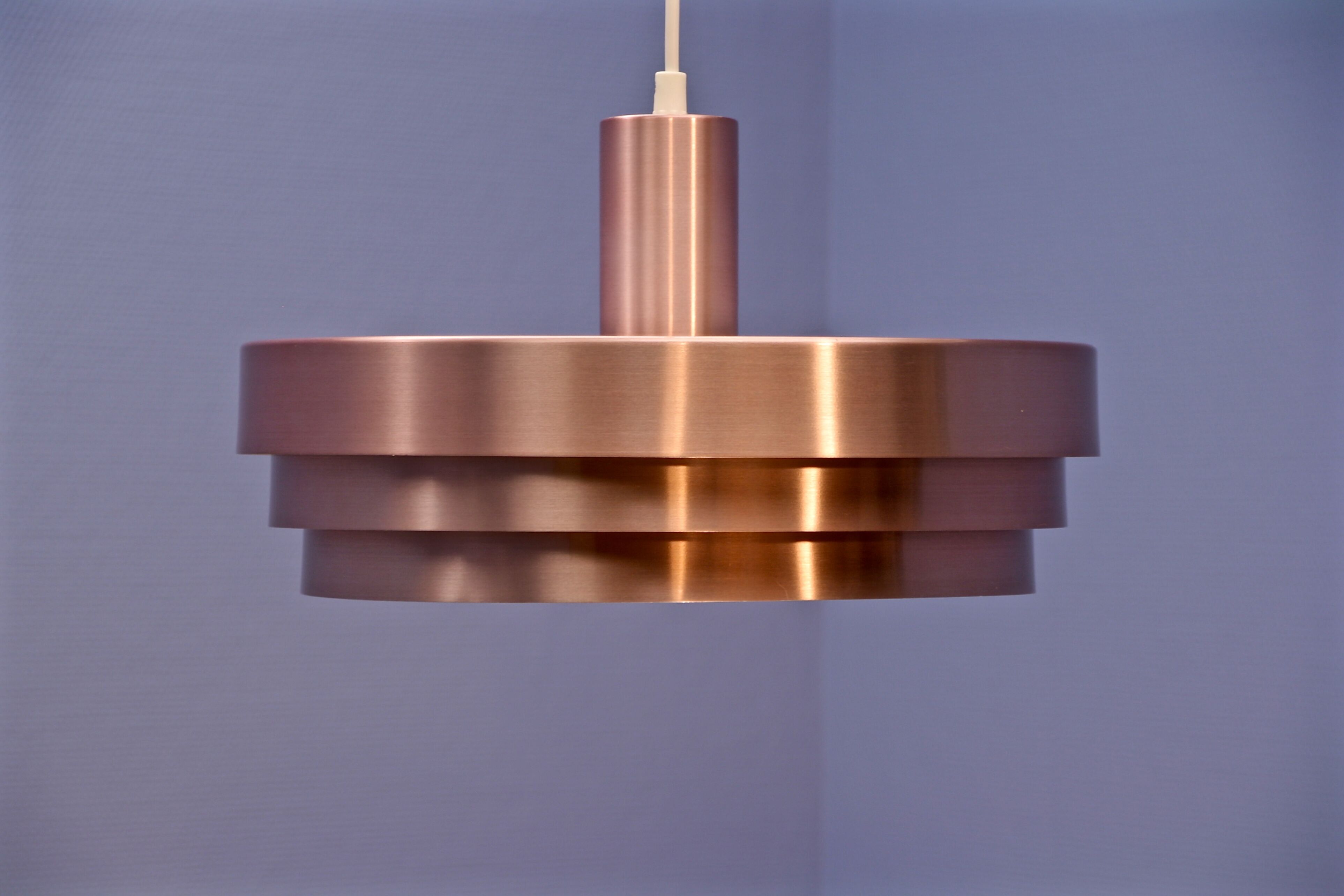 Danish hanging lamp in pink copper, 1970