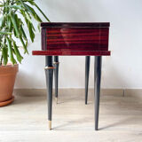 Vintage wood and brass bedside table Art Deco style