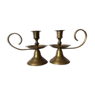 Pair of brass candle holders