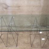 Glass desk and chrome trestles 1970