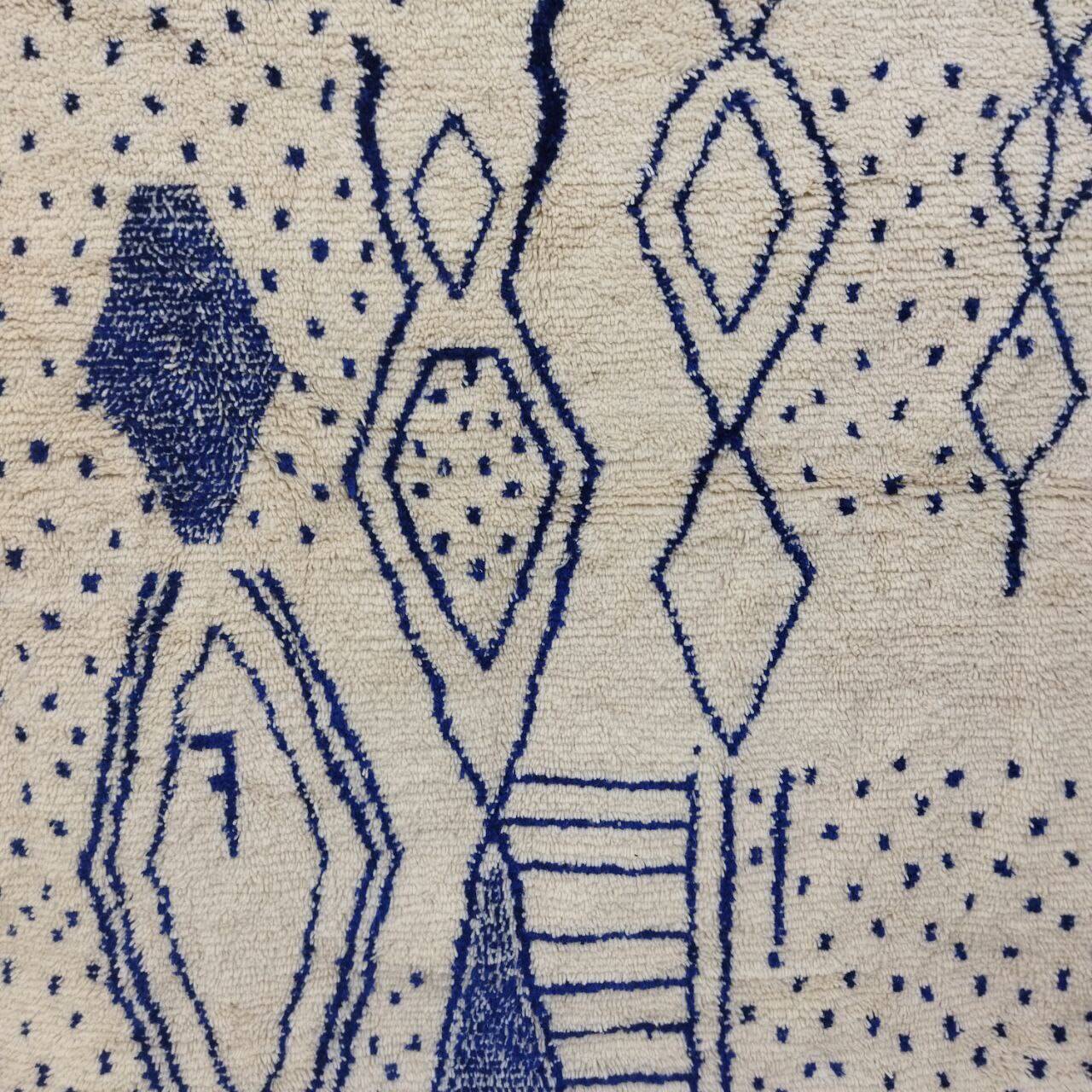 Vintage Azilal rug 290x196 cm - Blue geometric patterns