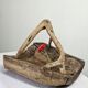 Vintage brutalist olive wood basket