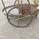 Double tray trolley in brass and formica