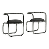 Ensemble de 2 chaises d'appoint chromées, années 1970, Italie.