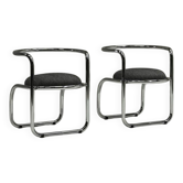Ensemble de 2 chaises d'appoint chromées, années 1970, Italie.