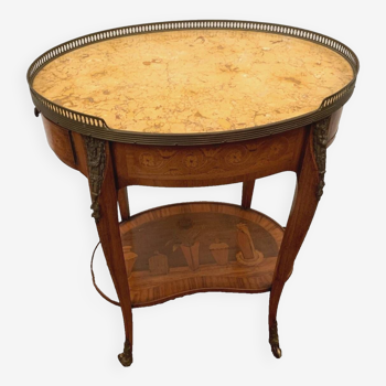 Louis XV style writing table in inlaid wood 20th century