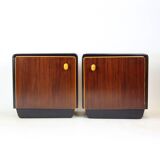 Mid Century Bedside Tables With Glass Tops, Czechoslovakia 1960s