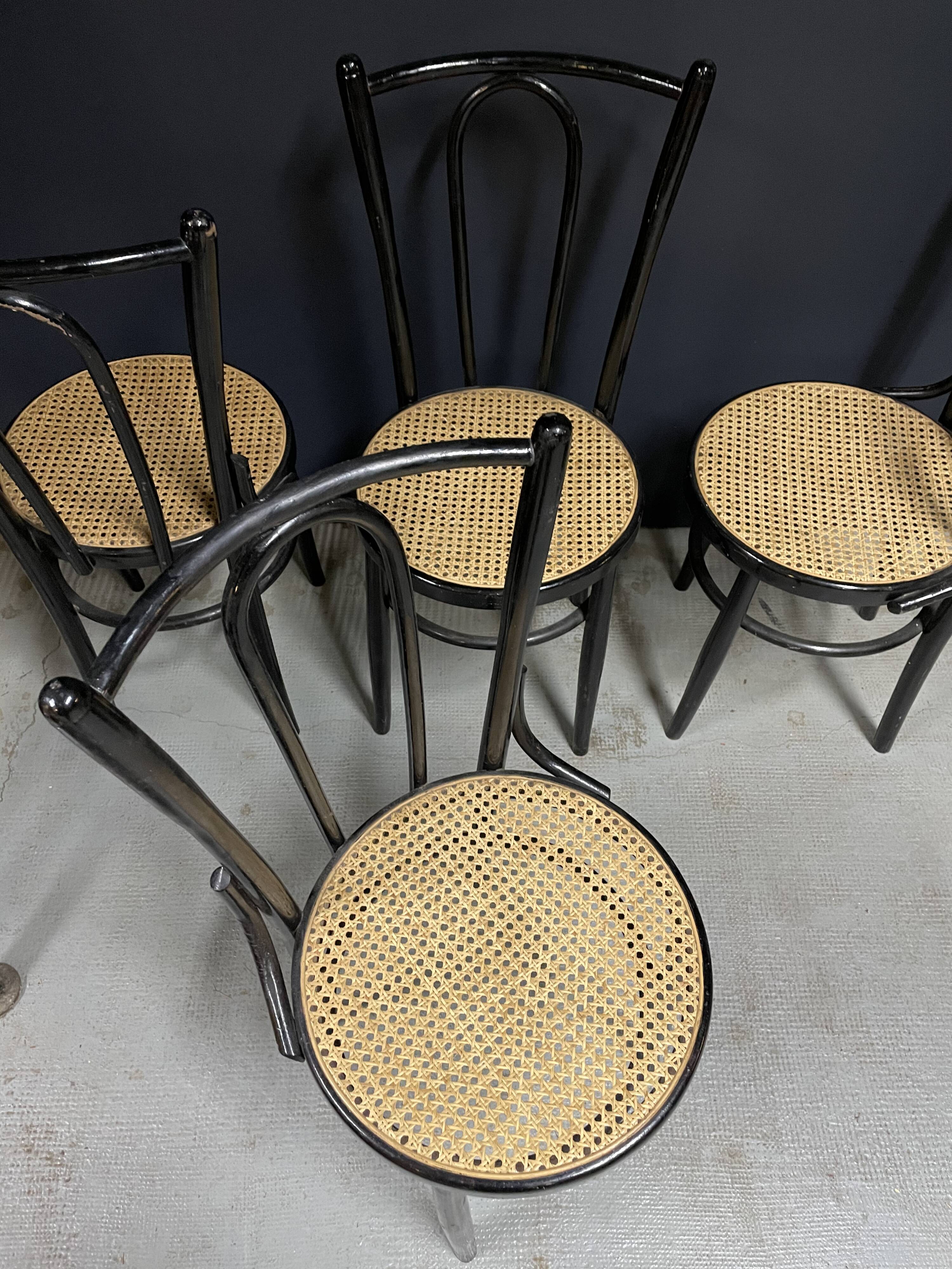 4 chairs bistro cané wood courbet