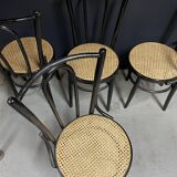 4 chairs bistro cané wood courbet