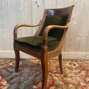 Restoration / Empire office chair in mahogany and green velvet