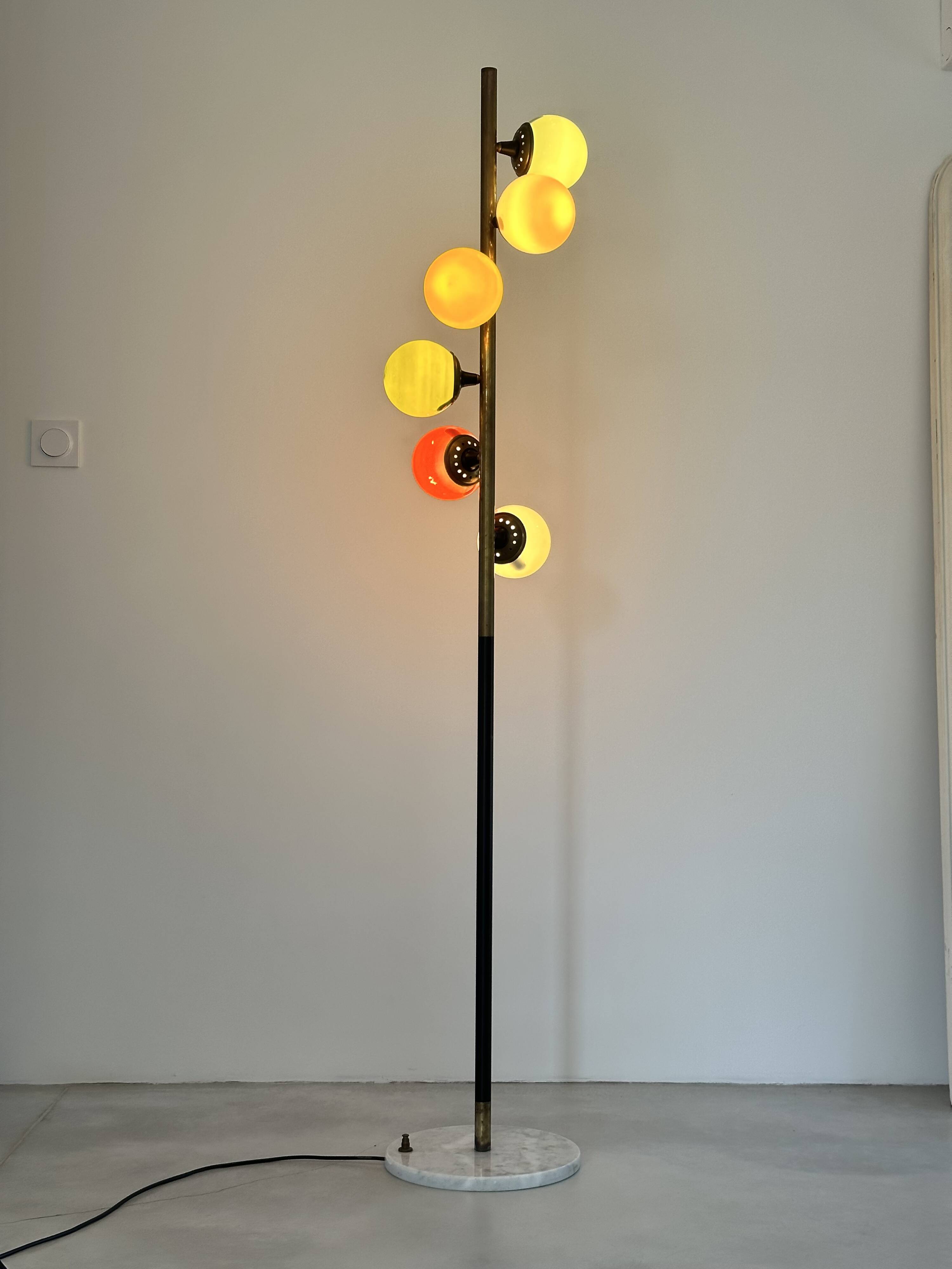 Designer floor lamp model 'galassia' stilnovo style, italy