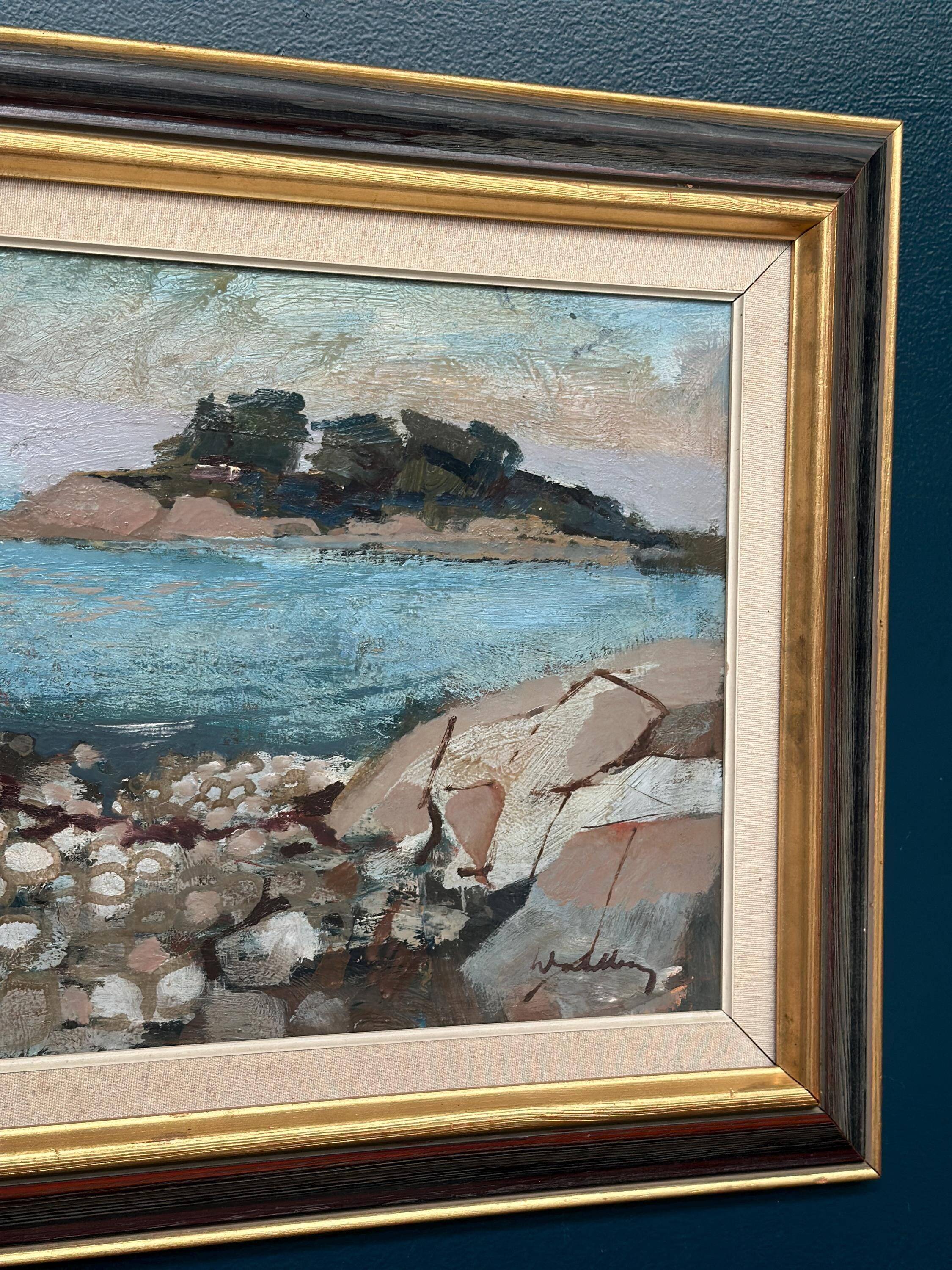 Huile su toile suédoise – “Côte” par Bertil Wahlberg – Vintage et encadrée