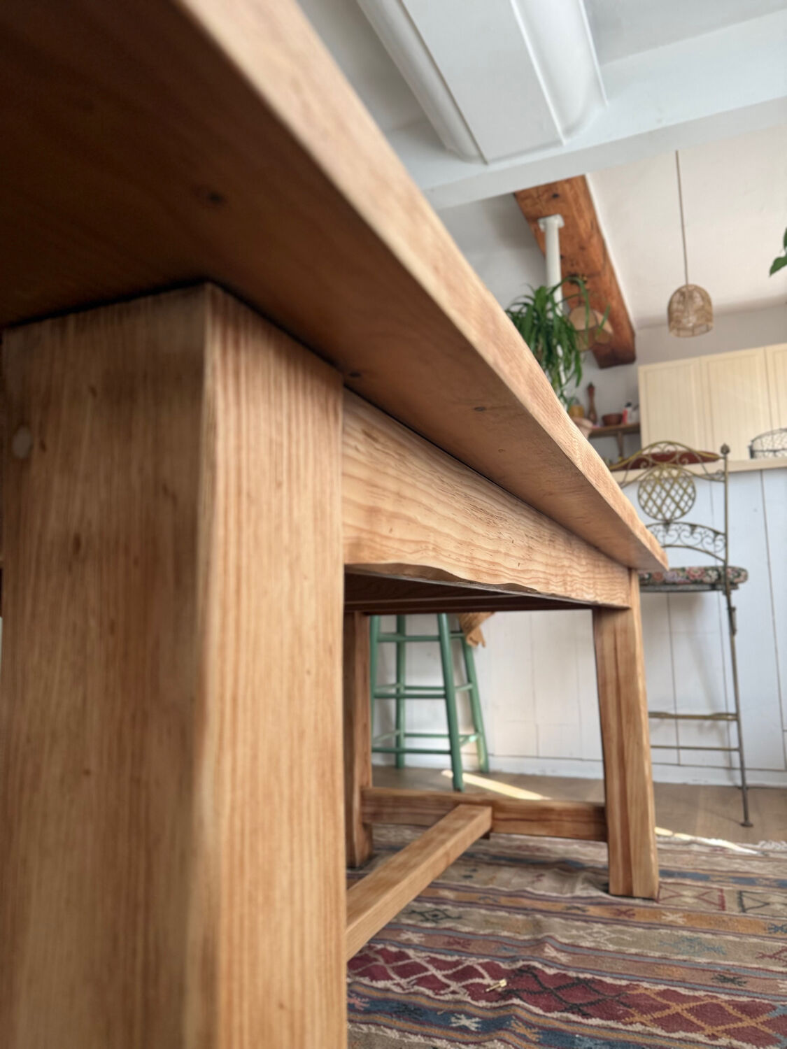 Large farmhouse table in solid ash