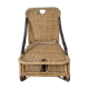 Vintage foldable beach chair, picnic in rattan and leather.
