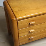 Vintage solid elm chest of drawers, 1970