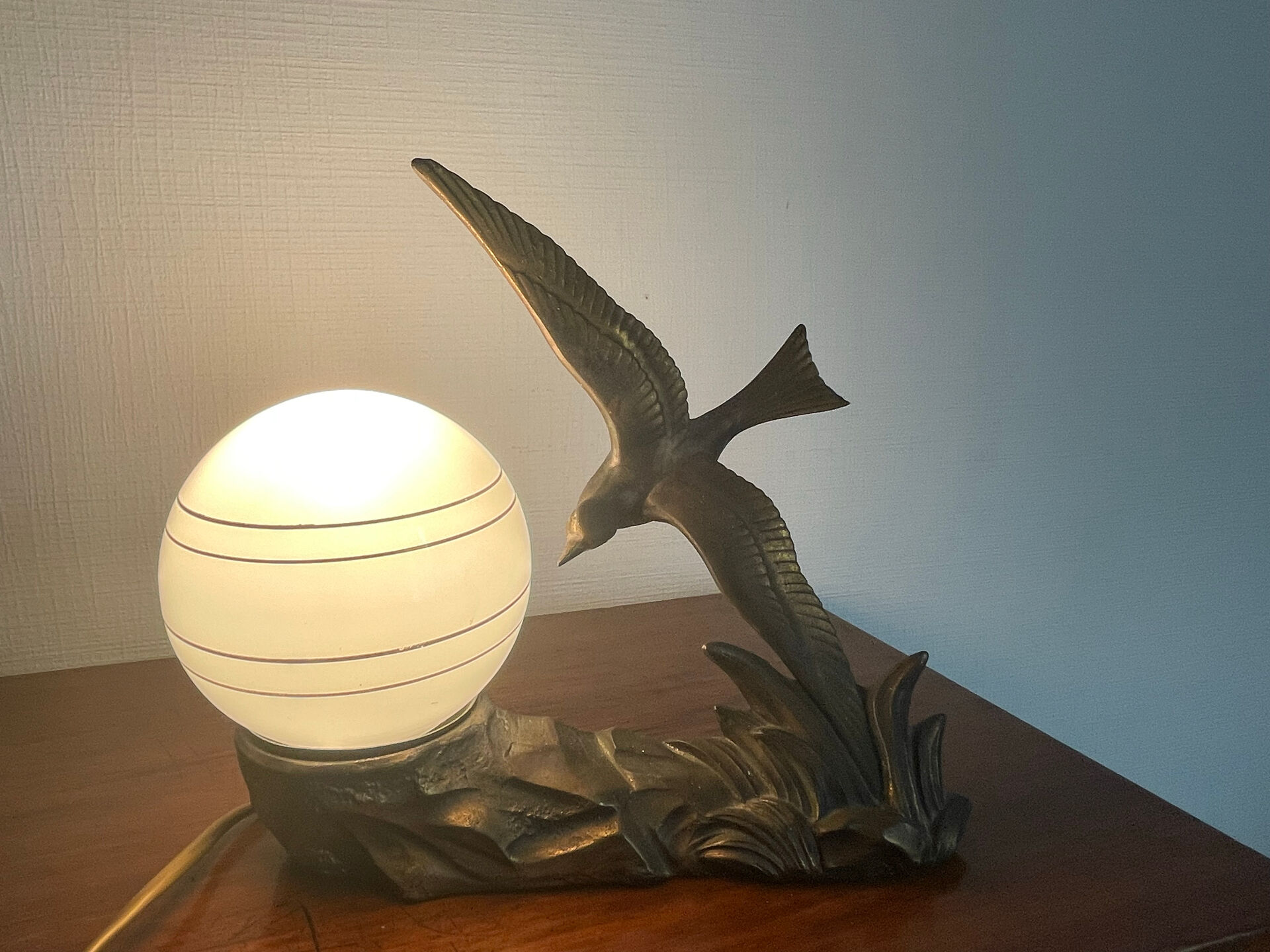 Art Deco night light circa 1930 swallow/seagull