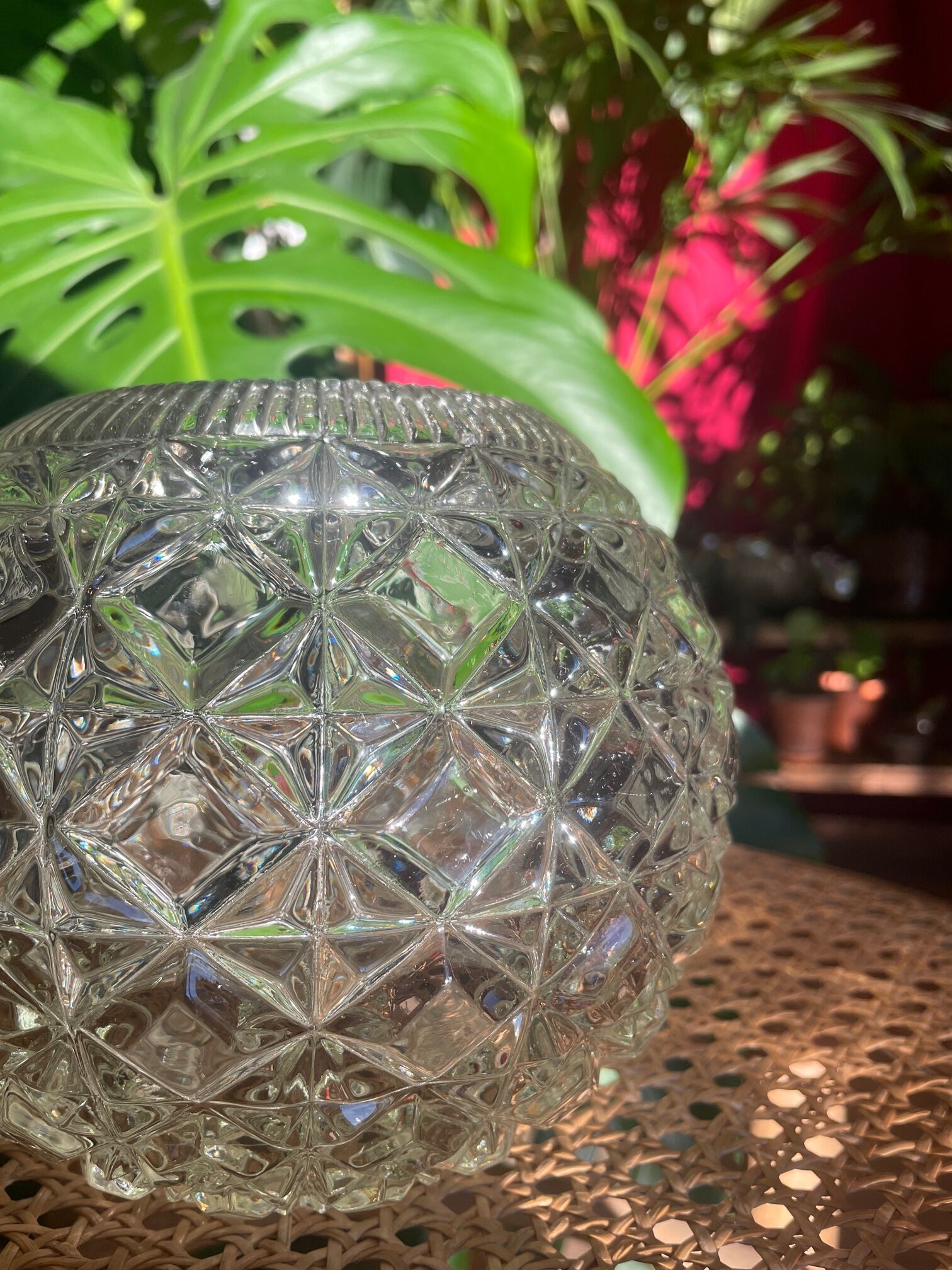 Chiseled glass ball vase