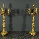 Bronze Candelabra, after J-A. Meissonnier, Rococo style, Napoleonic era
