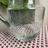 Large engraved crystal pitcher