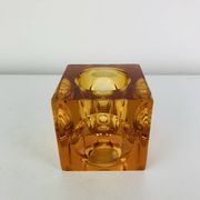 Bougeoir ice cube verre ambré années 60