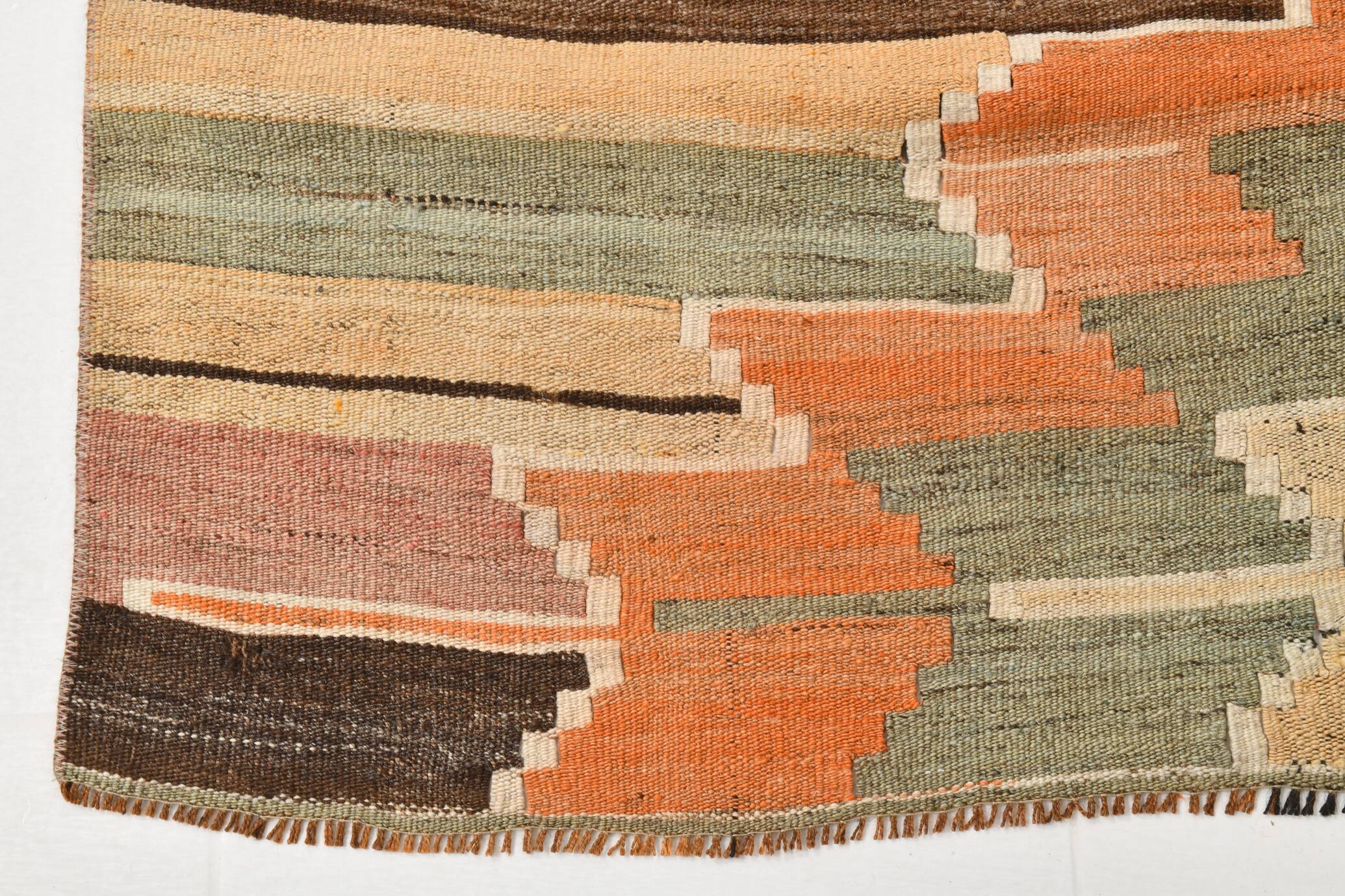 Tribal Pattern Vintage Kilim Runner Rug, 80x347Cm