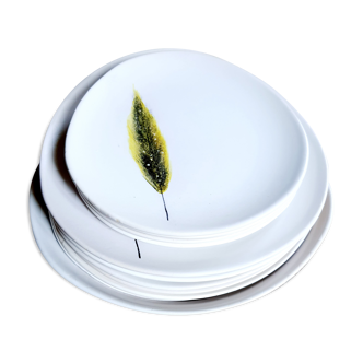 Service assiettes plume Niderviller vintage