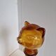 Vintage Empoli Amber Glass Cat Shaped Bottle