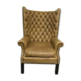 Fauteuil bergère chesterfield vert olive