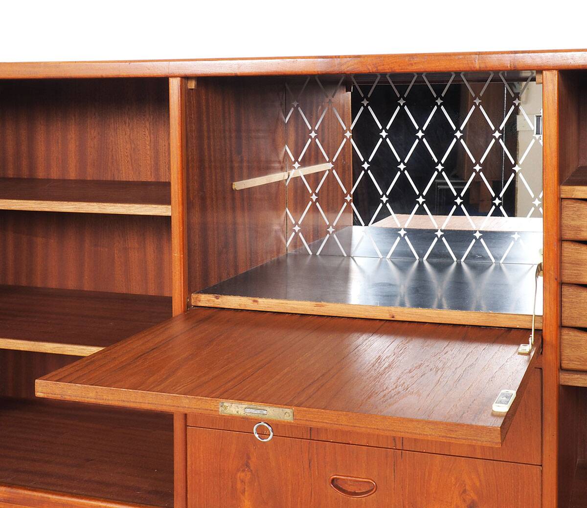 Danish Highboard with Tambour Doors, 1960s
