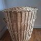 Very large vintage rattan basket, retro wicker decoration