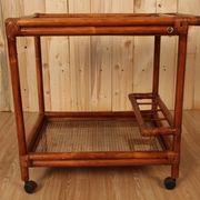 Desserte roulante en rotin et bambou vintage, Almos Italie