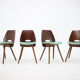 1960s set of four frantisek jirak dining chairs, czechoslovakia
