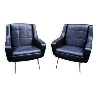 Set of 2 black Erton armchairs