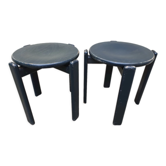 Paire de tabourets en bois