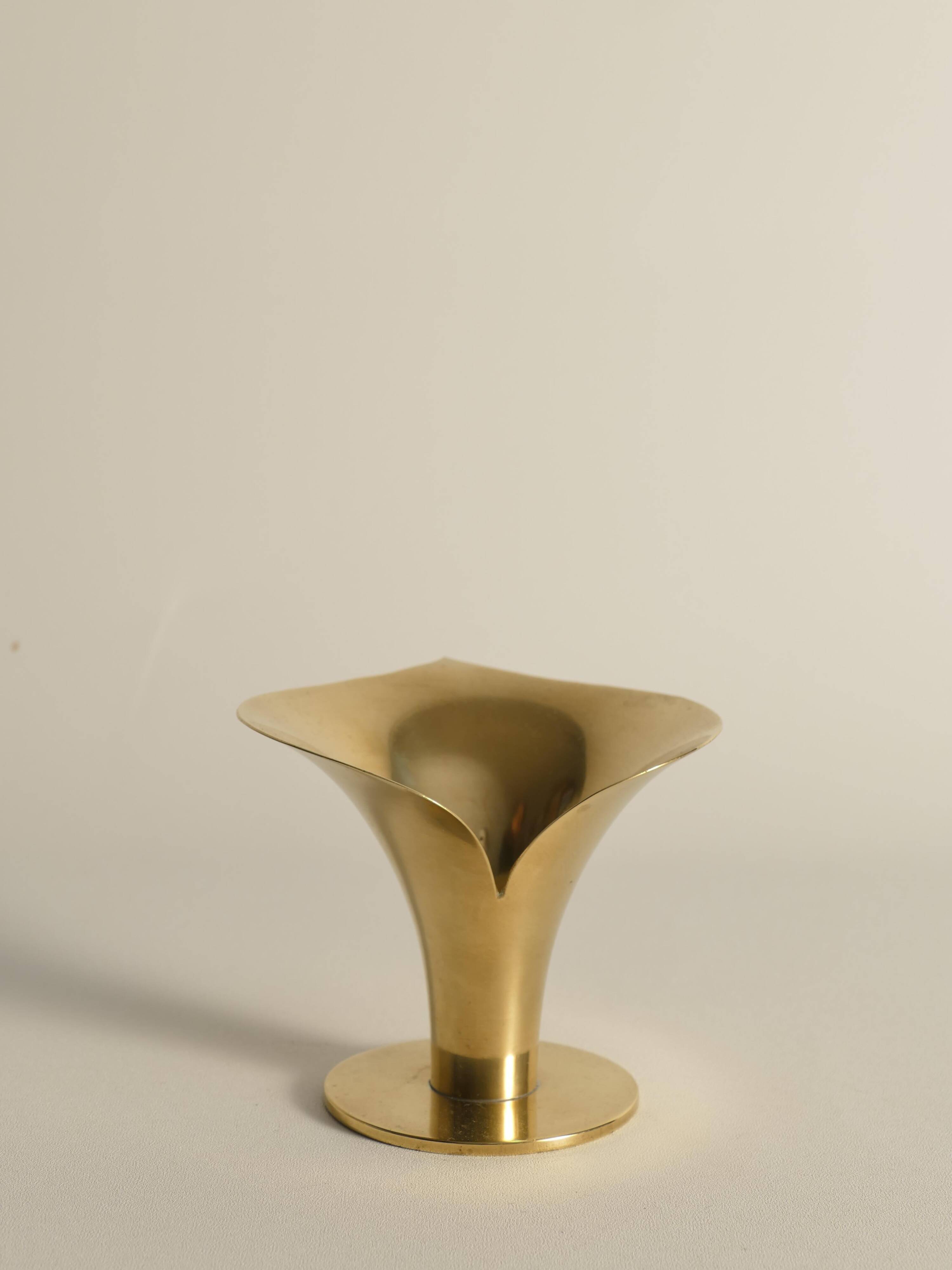 Art Deco Brass Calla Lily Candle Holder by Carl-Einar Borgström for Ystad-Metall