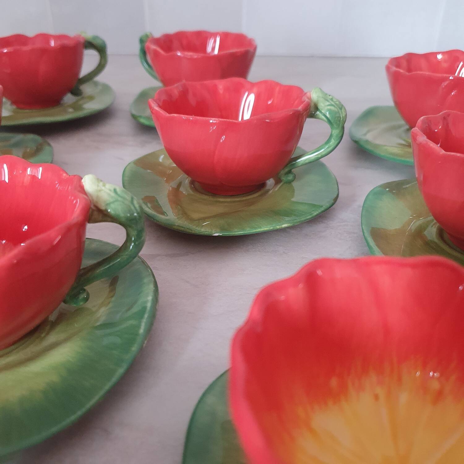 Barbotine flower coffee and tea service