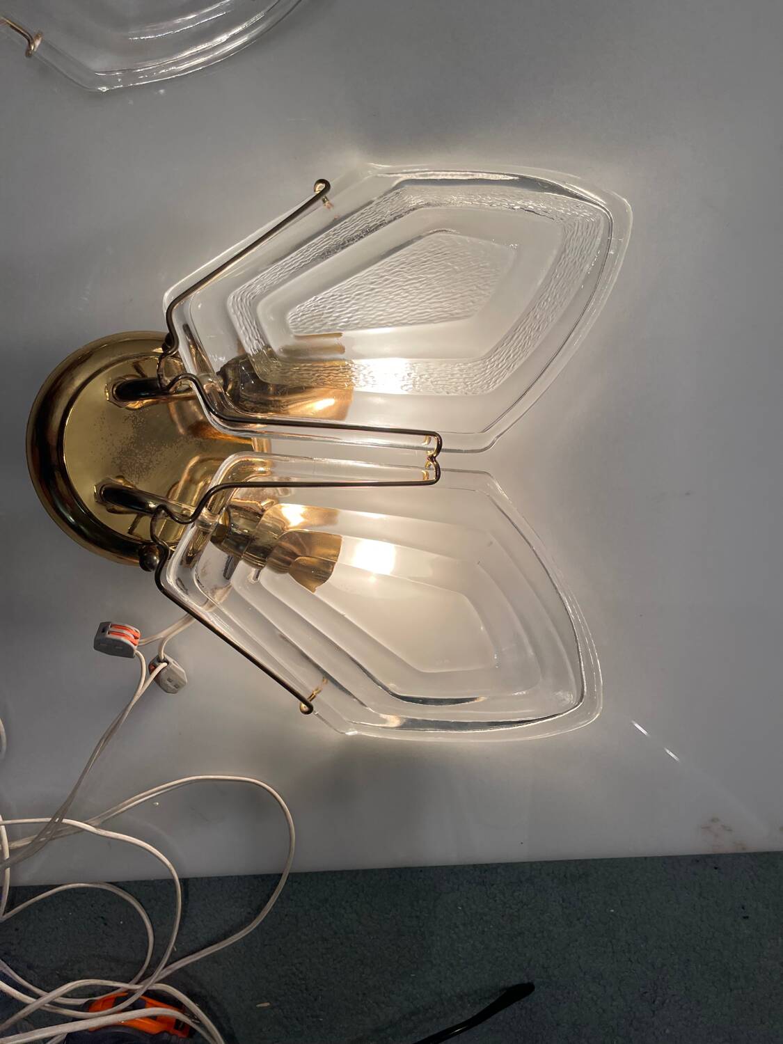 Brass Glass Sconces Set of 2 1970’s