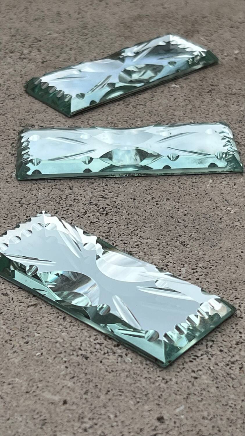 Beveled mirror glass - knife holders bottle coasters
