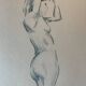 Tableau signé aquarelle portrait féminin « le lever »