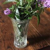 Cut glass vase, flared, vintage triangles and diamonds